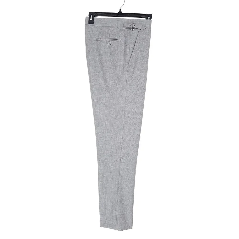 Calvin Klein Mens Slim Fit Wool Dress Pants 34x30 Light Grey Solid Pleated NWT